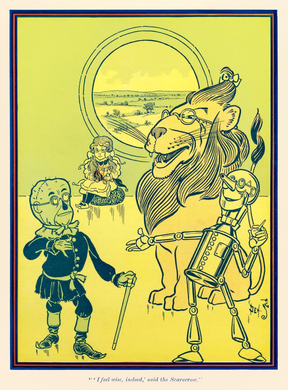 Eu me sinto sábio, de fato, disse o espantalho. de O Feiticeiro Maravilhoso de Oz por L. Frank Baum de William Wallace Denslow