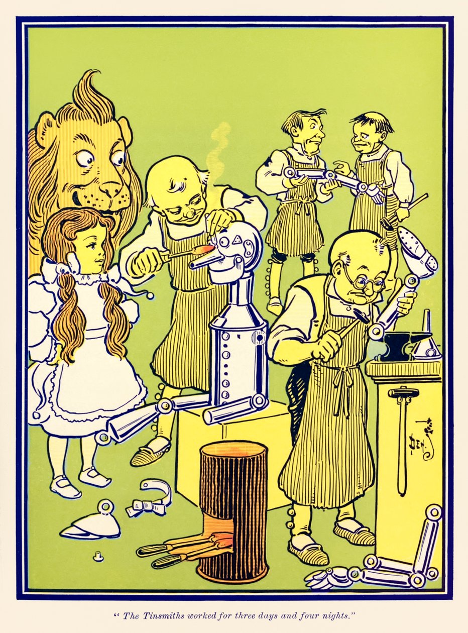 Os Tinsmiths trabalharam durante três dias e quatro noites. de The Wizard of Oz, de L. Frank Baum de William Wallace Denslow