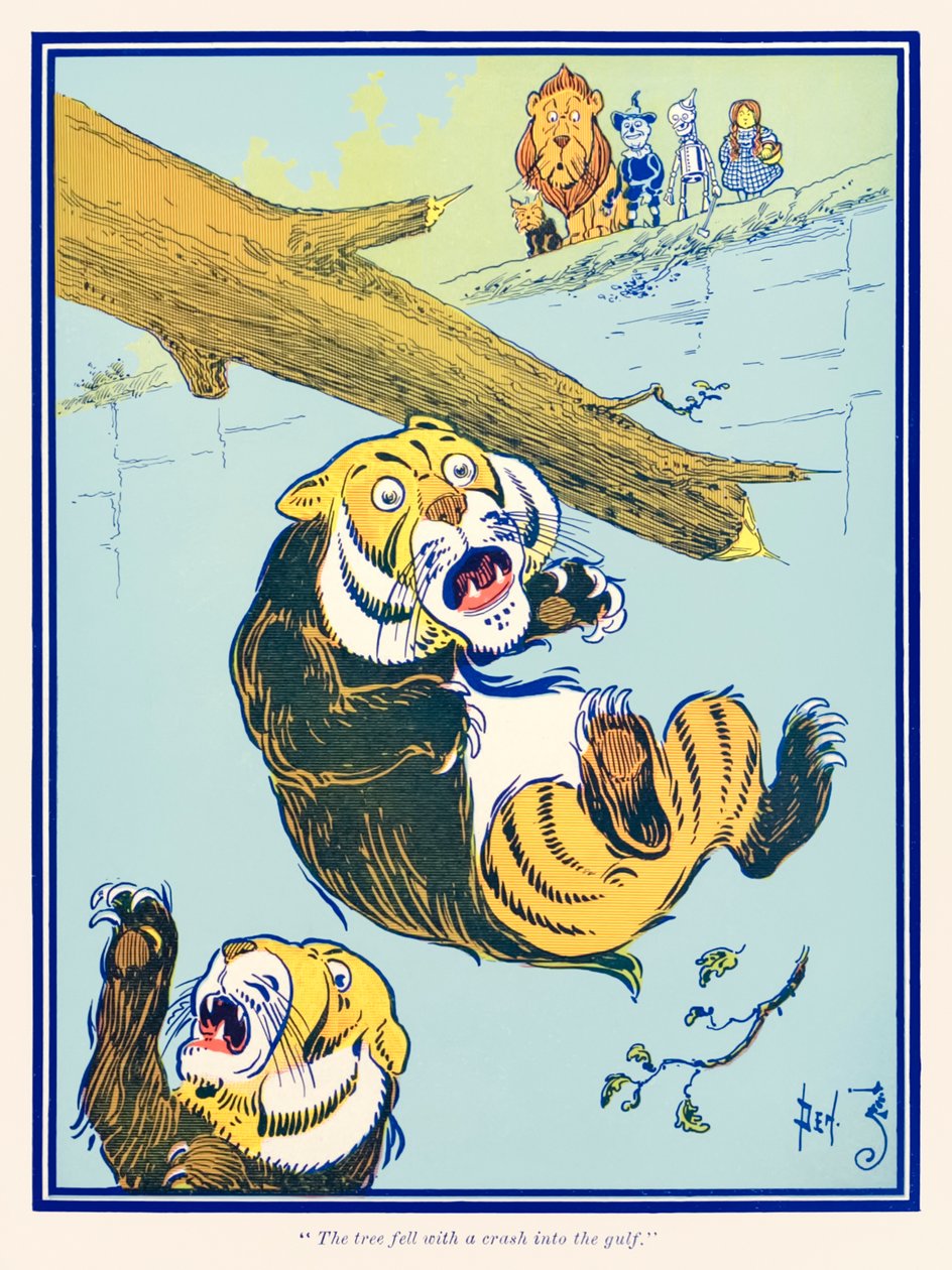 A árvore caiu com um estrondo no golfo. do maravilhoso mágico de Oz de L. Frank Baum de William Wallace Denslow