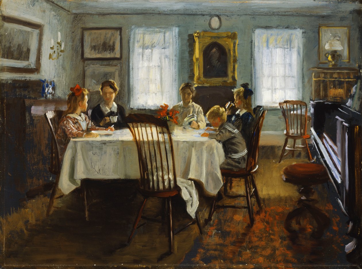 A família Gilchrist no café da manhã, 1916 de William Wallace Gilchrist