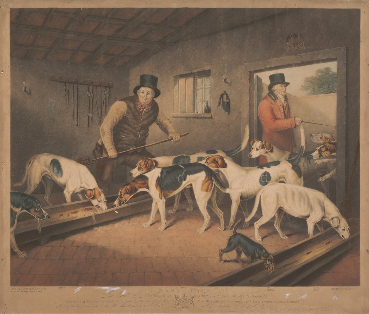 Caça à raposa: matilha de Raby / Os foxhounds do conde de Darlington no seu canil de William Ward