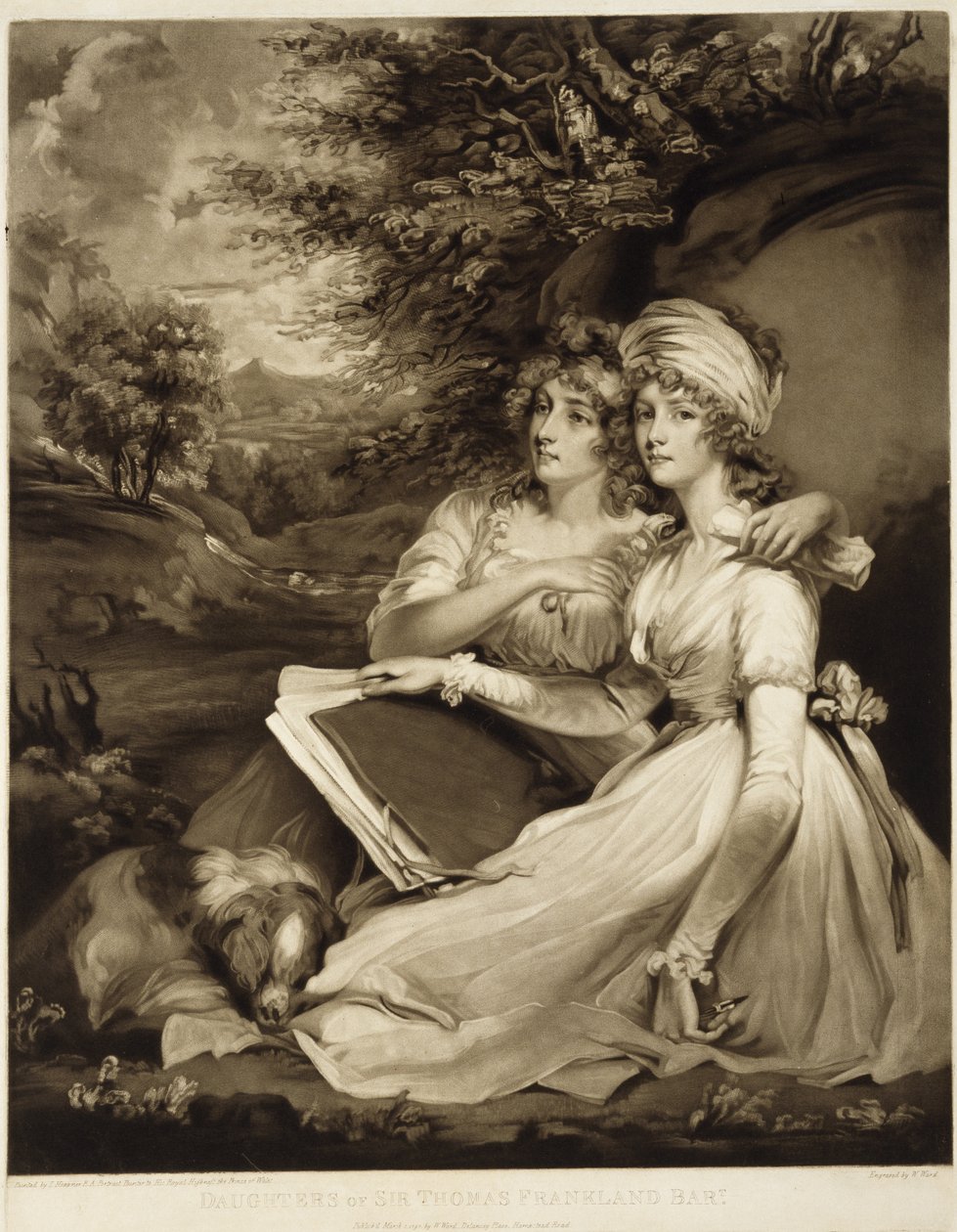 As Filhas de Sir Thomas Frankland, Baronet, 1797 (mezzotint em tinta marrom) de William Ward