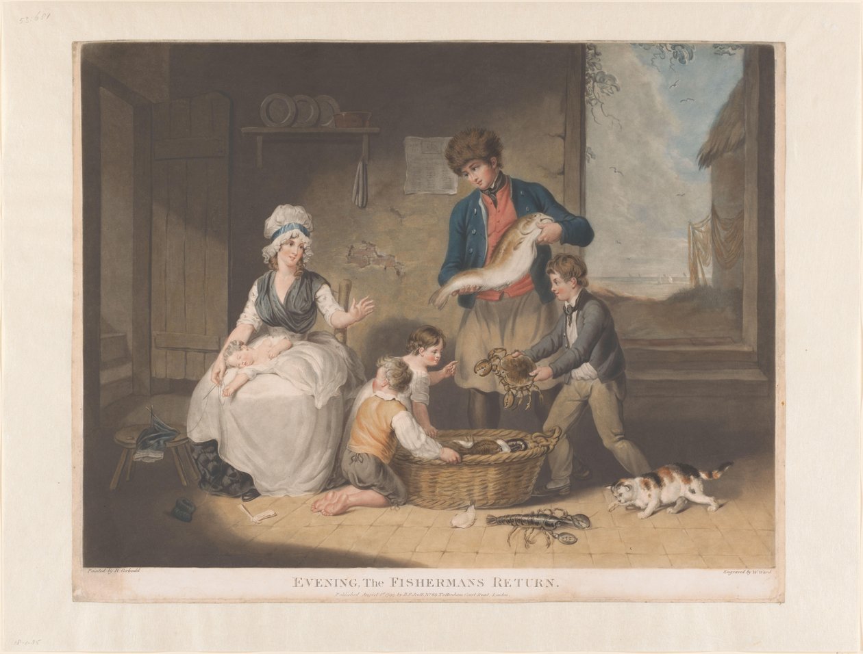 Pescador volta para casa com sua captura Noite, o Retorno do Pescador (título no objeto) de William Ward