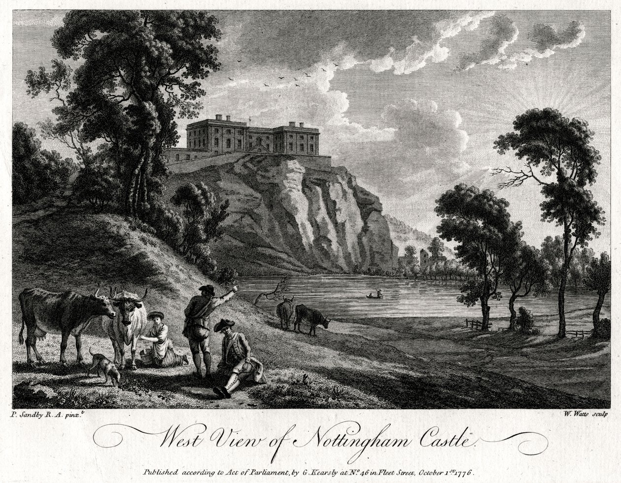 Vista oeste do Castelo de Nottingham, Nottinghamshire, 1776 de William Watts