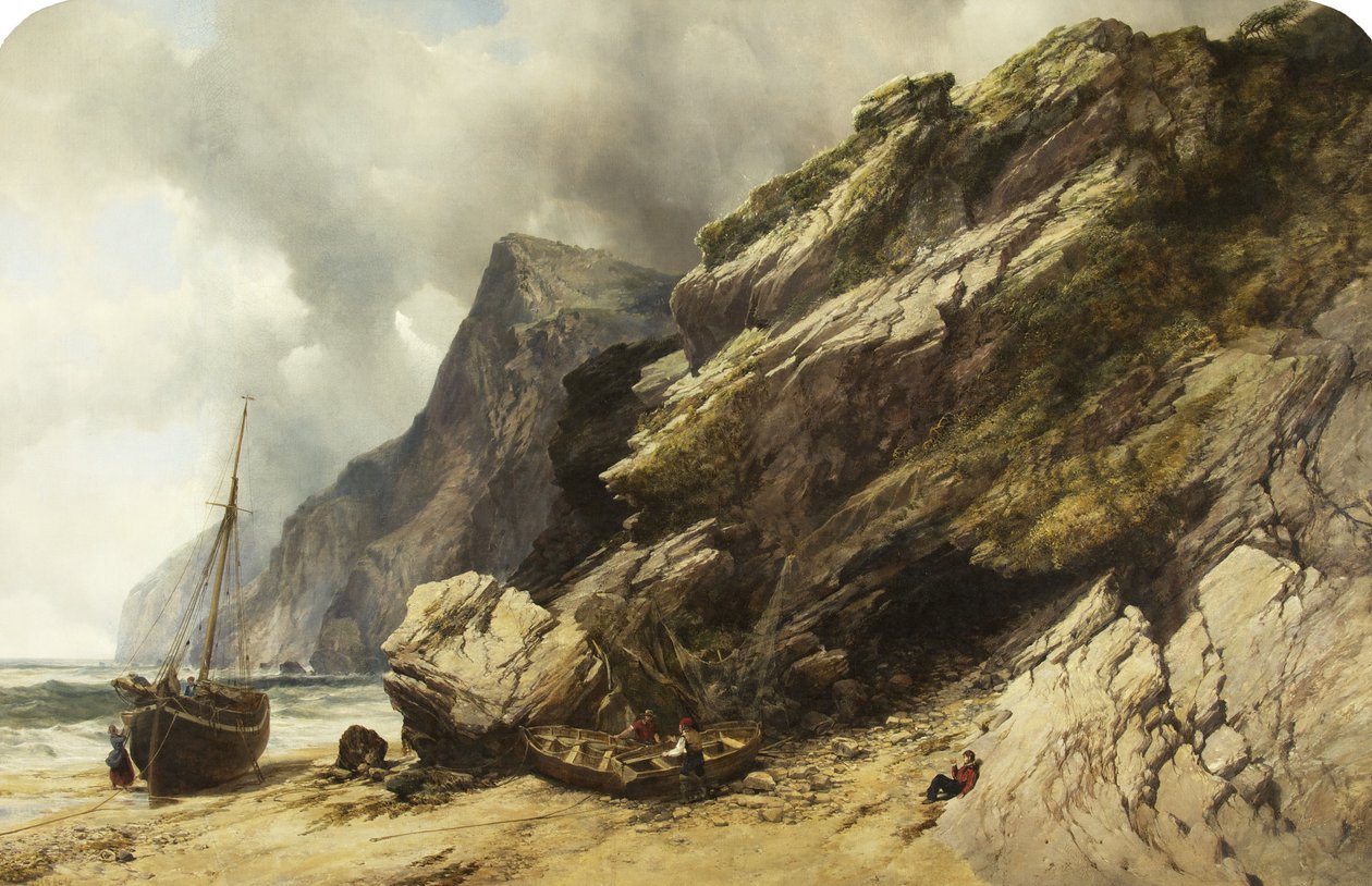 Cheyne Beach, Ilfracombe, c.1845 (óleo sobre tela) de William West