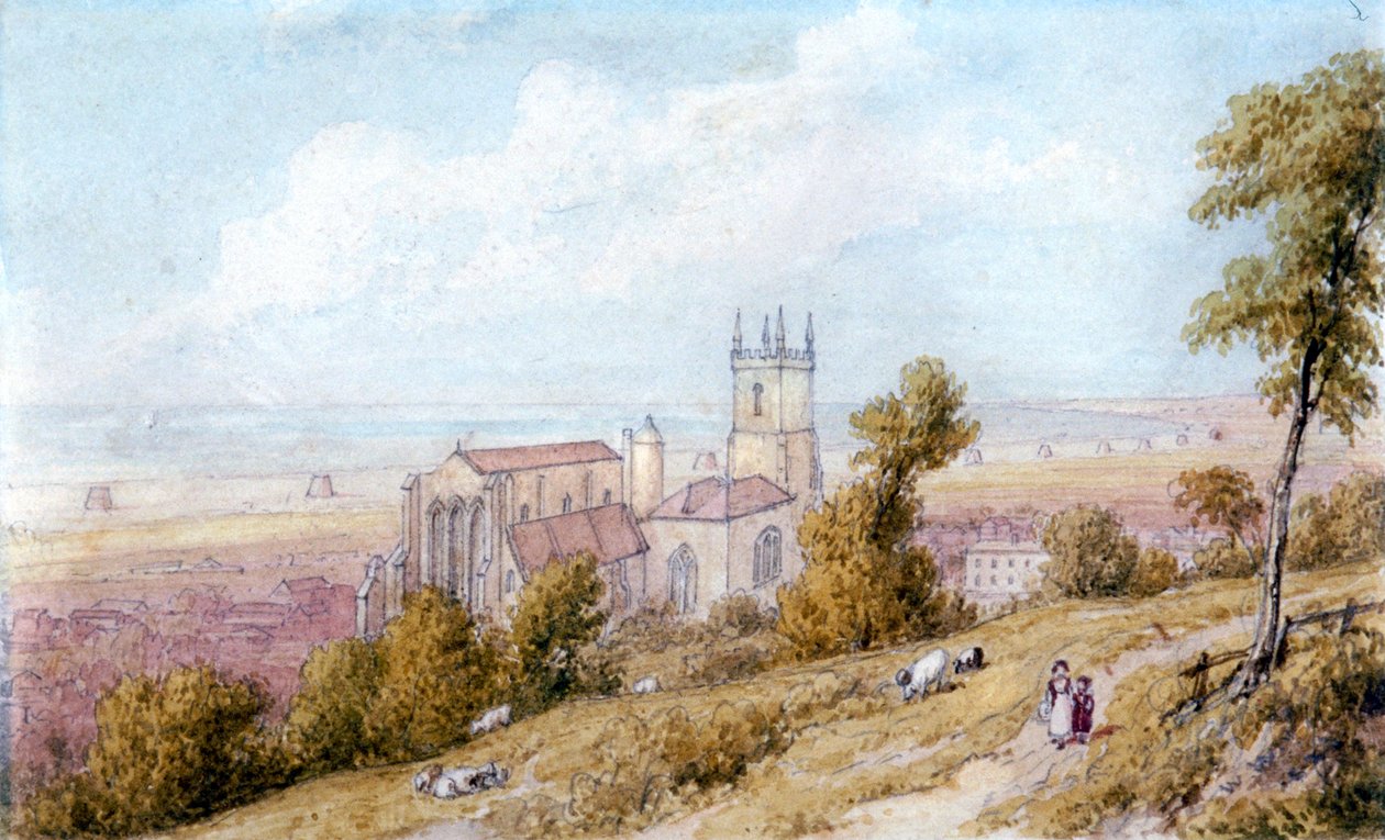 "Hythe Church and Martello Tower", século XIX.             de William Westall
