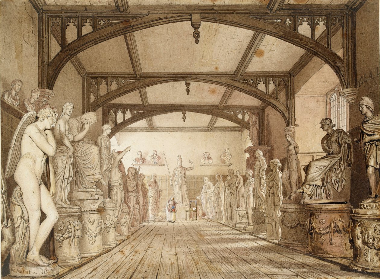 A Galeria de Esculturas nas Escolas Examinadoras, Oxford, 1813 de William Westall