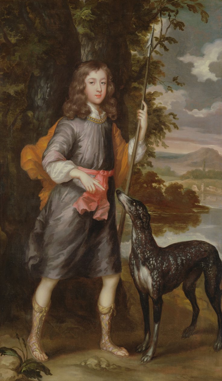 Um menino com uma lança e um cão, c.1685 de William Wissing or Wissmig