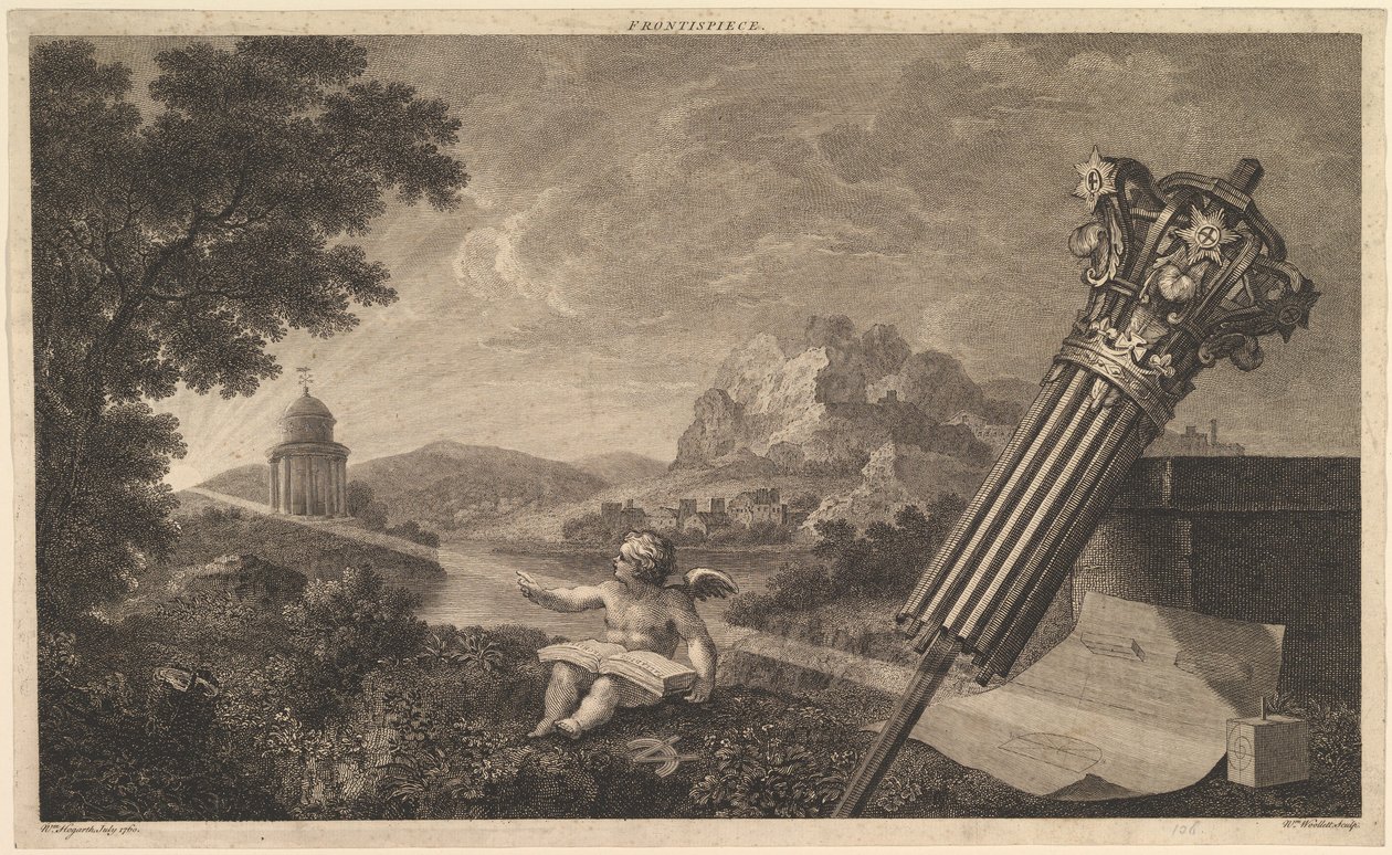 Frontispício de Joshua Kirbys Perspective of Architecture 1761, julho de 1760. de William Woollett
