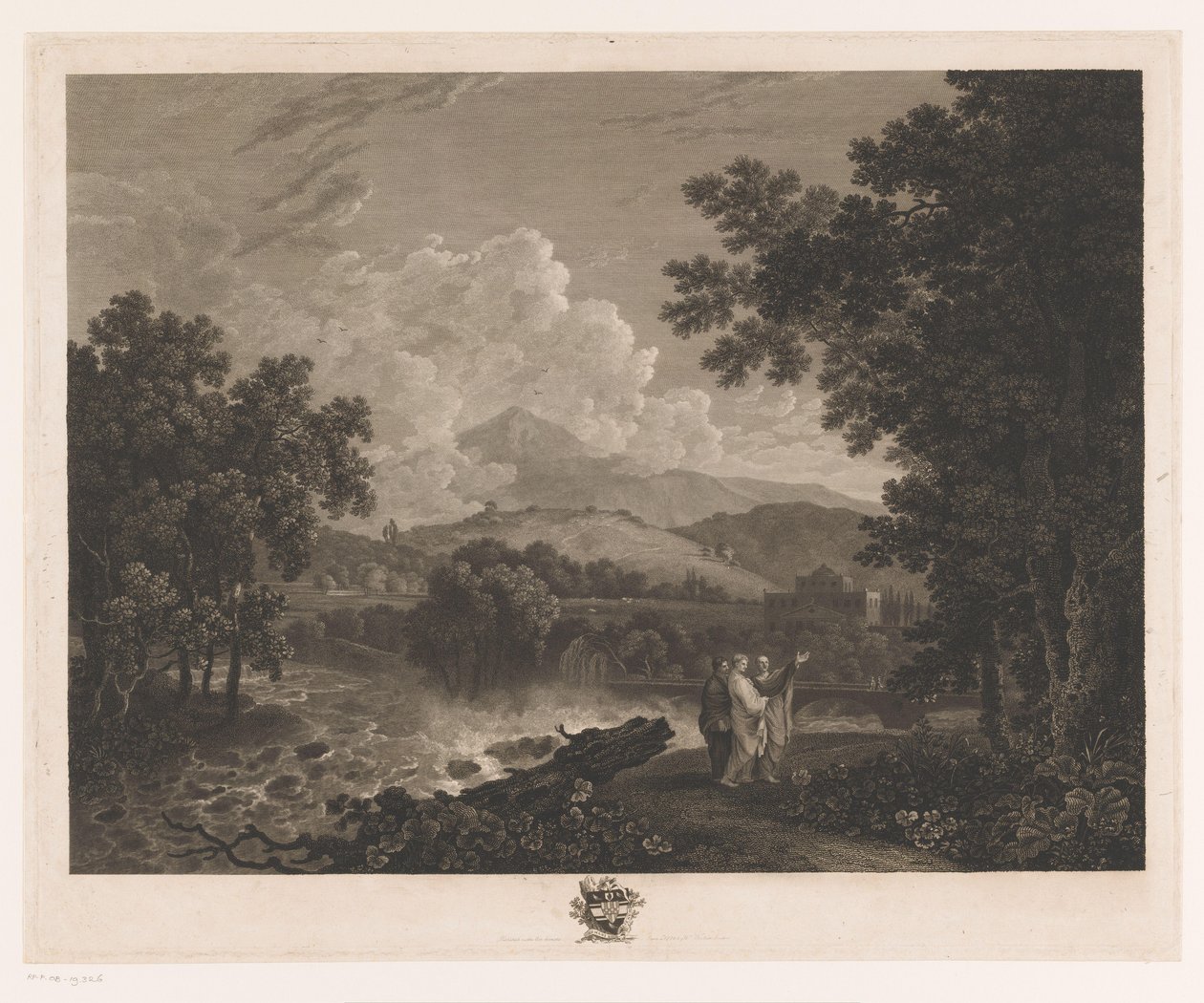 Paisagem com Cícero nas margens de um rio perto da sua villa de William Woollett