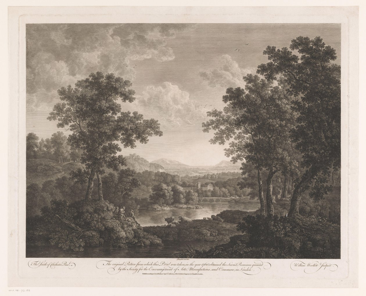 Paisagem com pastores e gado junto a um lago
Segundo Premium Landscape de William Woollett
