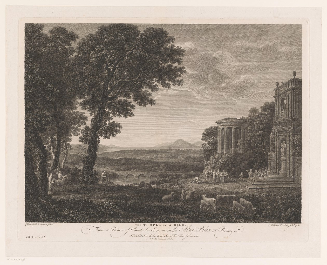 Paisagem com pai de Psique sacrificando em frente ao templo de Apollo
O Templo de Apollo (título sobre o objecto) de William Woollett