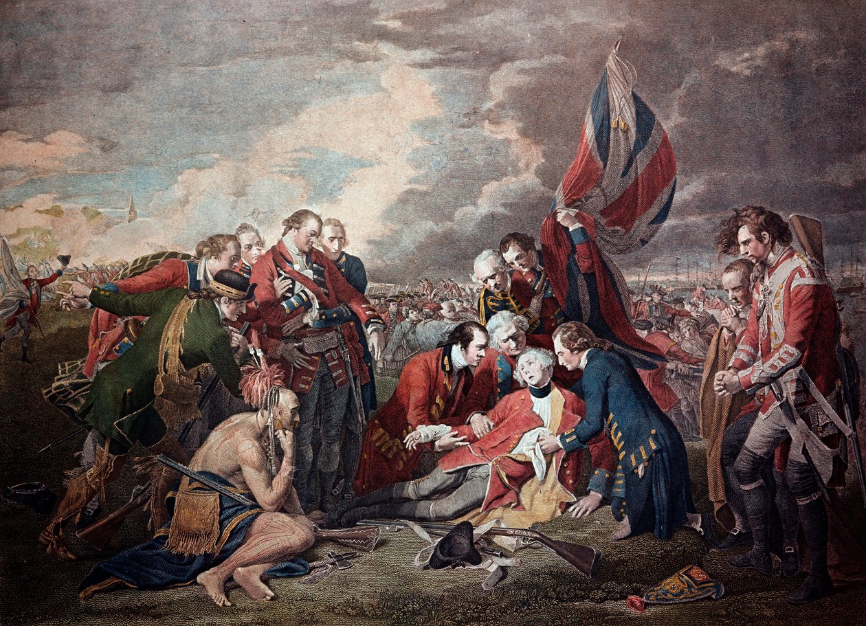 A Morte do General James Wolfe (1727-1759) na Batalha da Cidade de Quebec na Guerra dos Sete Anos, em 13 de setembro de William Woollett