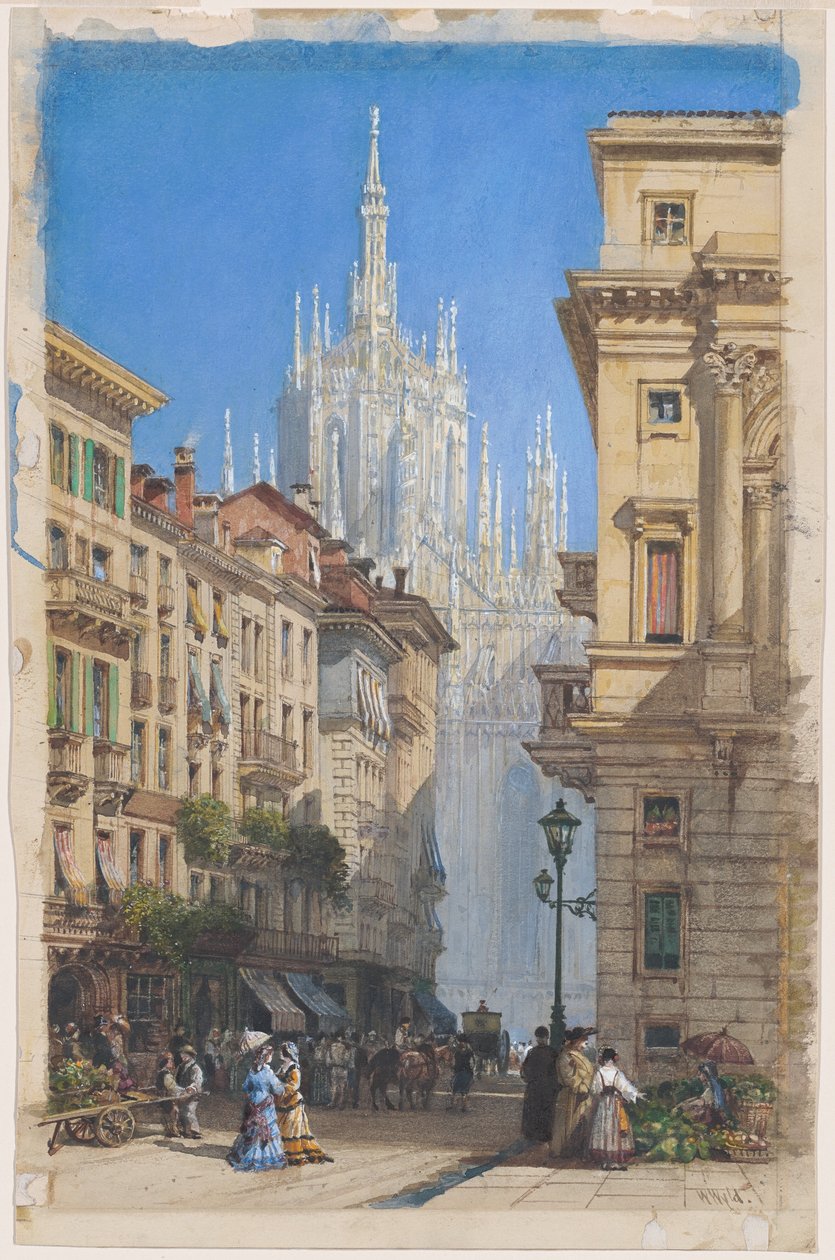 O Duomo em Milão de uma rua lateral de William Wyld