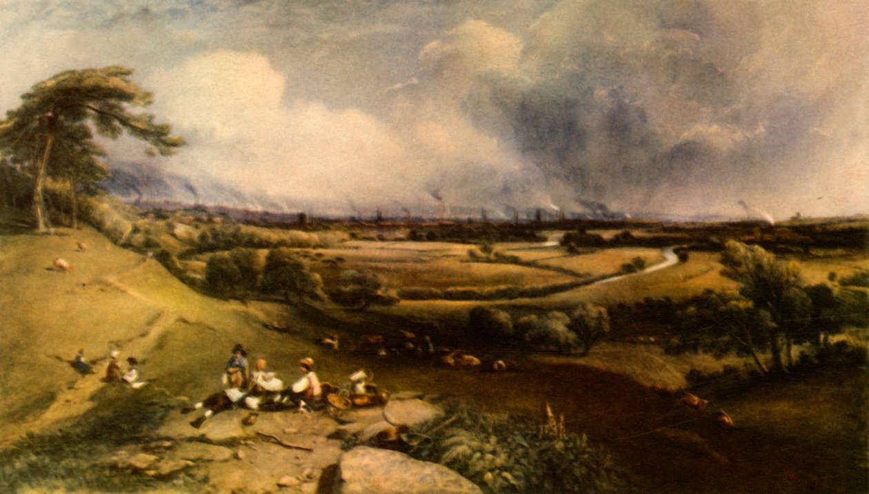 "Vista de Manchester de Higher Broughton", 1835, 1943.   de William Wyld