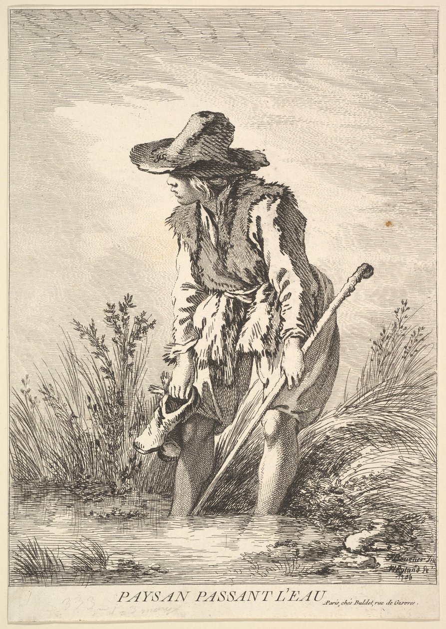 Camponês que atravessa a água, 1786. de William Wynne Ryland