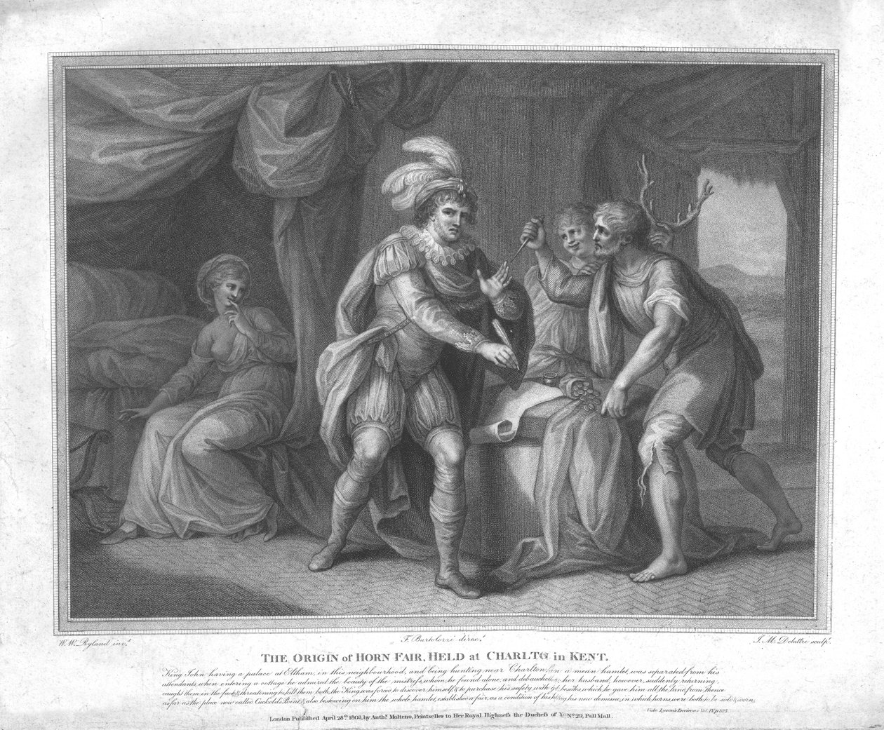 The Origin of Horn Fair, realizada em Charlton, Kent, c1803 de William Wynne Ryland