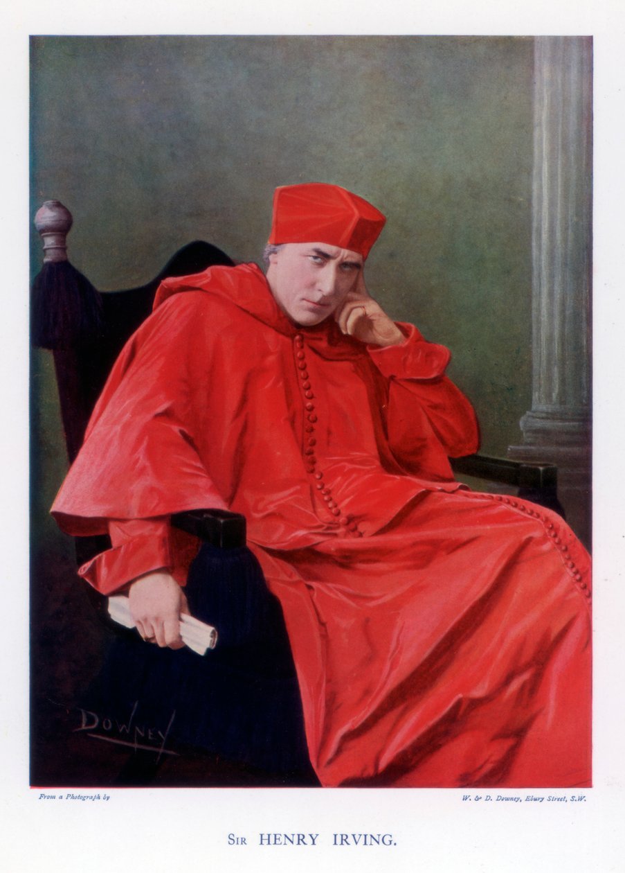 Sir Henry Irving, famoso ator de teatro britânico da era vitoriana, 1901. de William and Daniel Downey