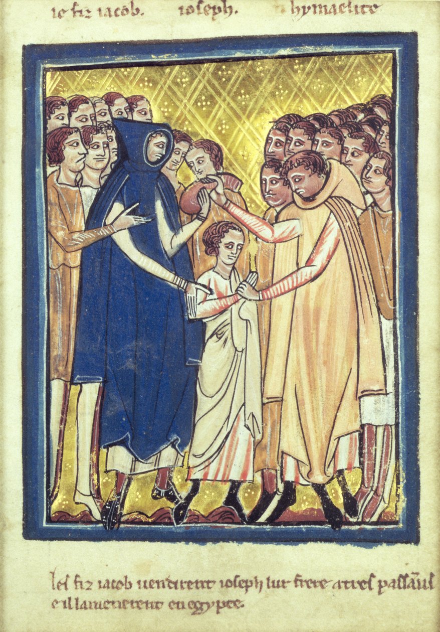 José vendido por seus irmãos, de um livro de Imagens da Bíblia, c.1250 de William de Brailes  