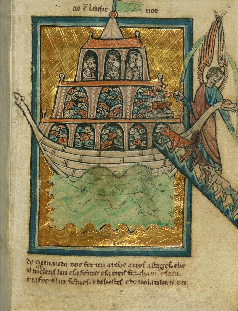 Os animais entram na arca de Noé, c.1250 (tinta e tinta no pergaminho) de William de Brailes