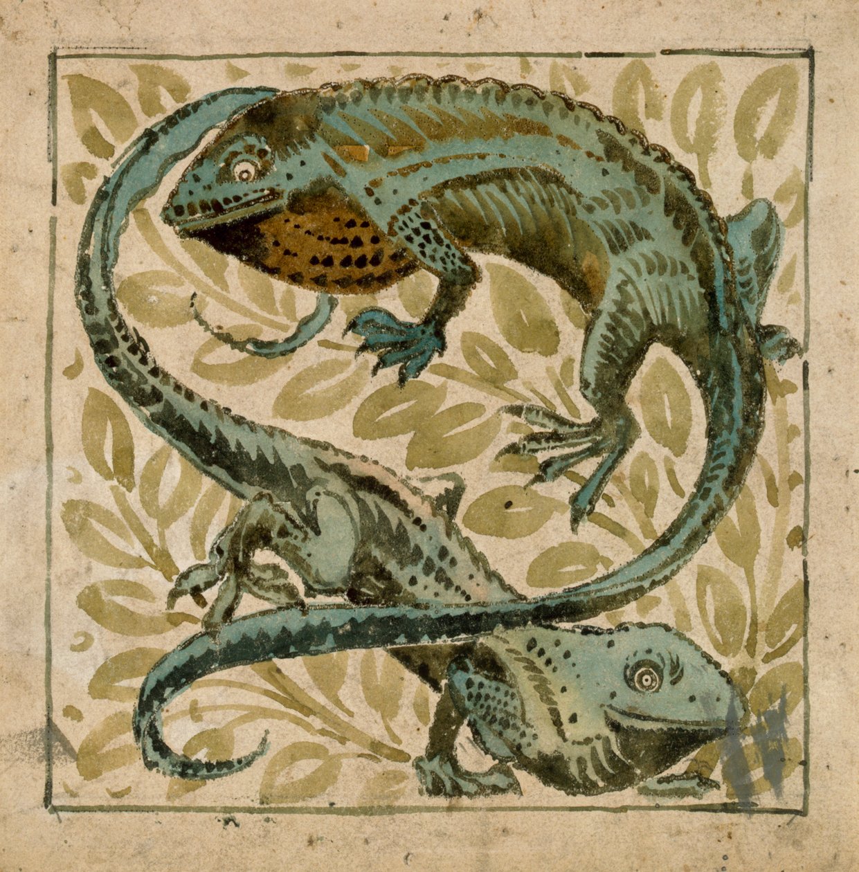 Lagartos, design para uma telha de William de Morgan