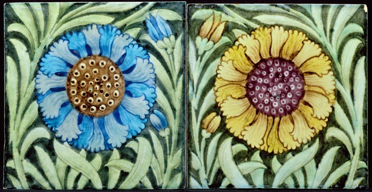 Azulejos com design floral estilo persa (cerâmica) de William de Morgan
