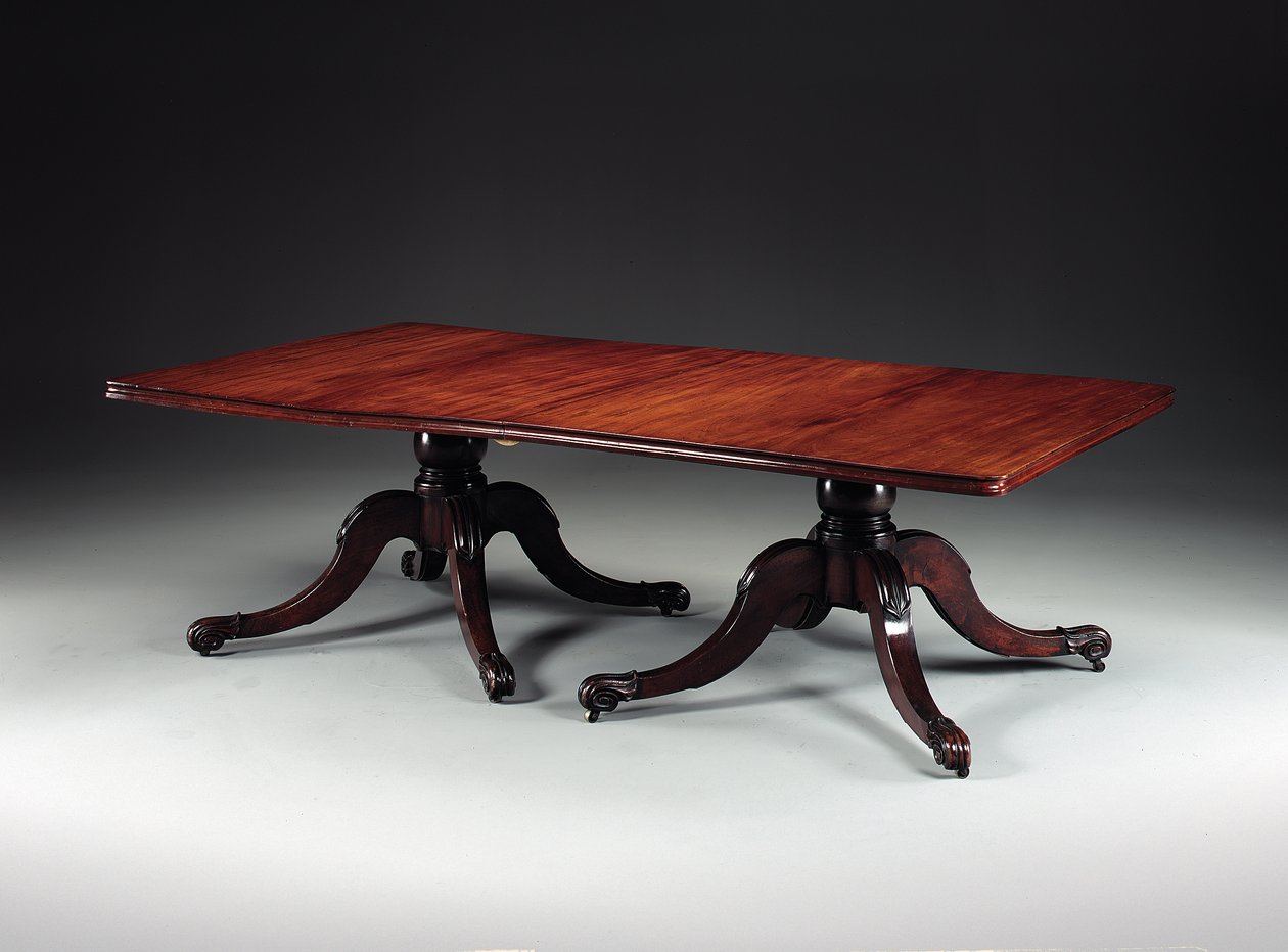 Mesa de jantar de dois pedestal irlandesa George IV, c.1825 (mogno) de Williams and Gibton (attr. to) Mack