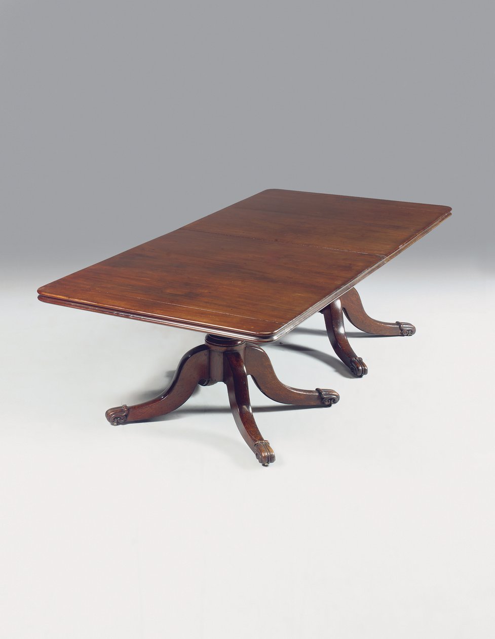 Mesa de jantar de pedestal duplo da Irish Regency (mogno) de Williams and Gibton (attr. to) Mack