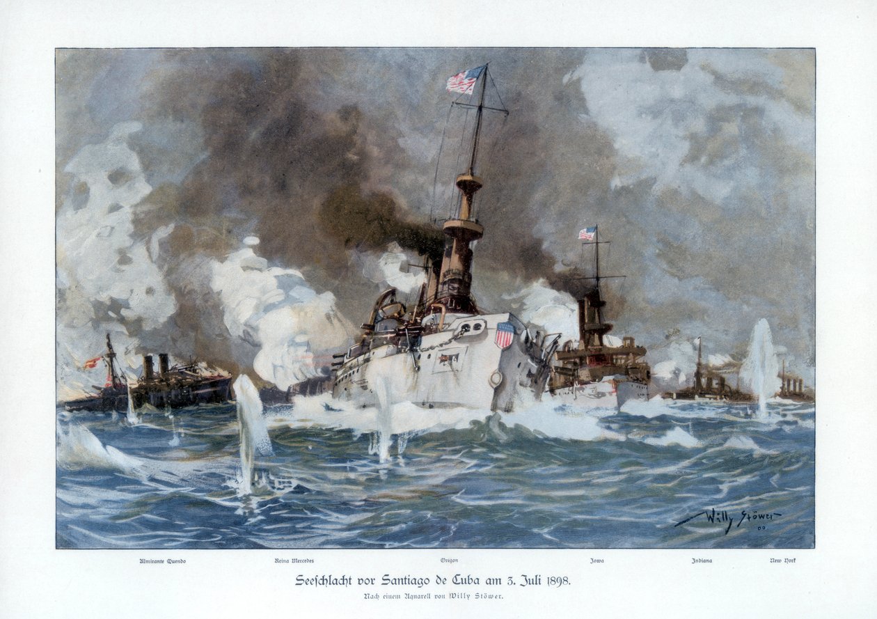 Batalha de Santiago de Cuba, 3 de julho de 1898 1900. de Willy Stöwer