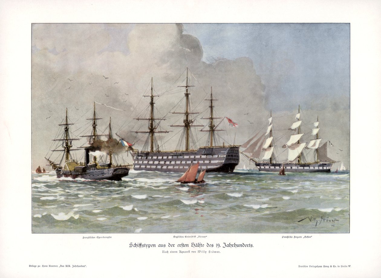Tipos de navios da primeira metade do século XIX, 1900. de Willy Stöwer