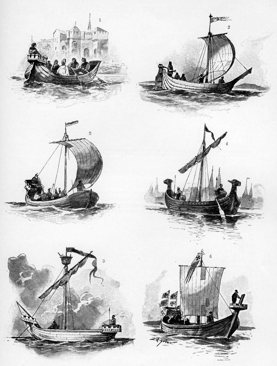 Navios da Liga Hanseática do século XIV e XV, 1903. de Willy Stöwer