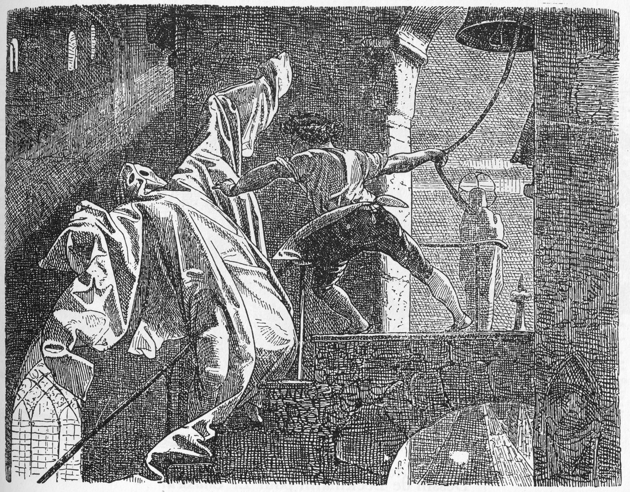 "A história dos jovens que foram para aprender o que era o medo" (xilogravura) de Willy von Beckerath
