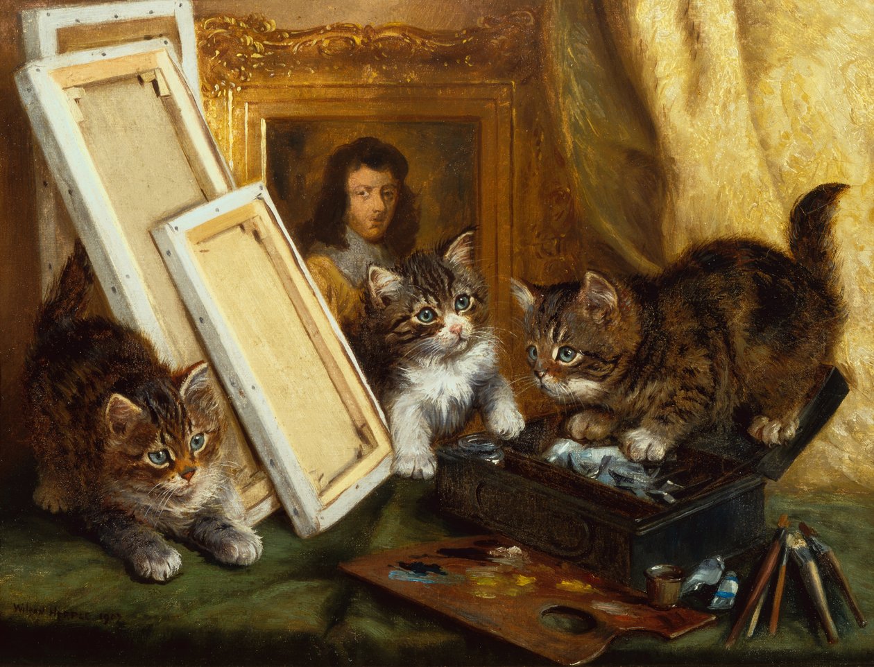 Os Gatinhos do Artista (óleo sobre tela) de Wilson Hepple