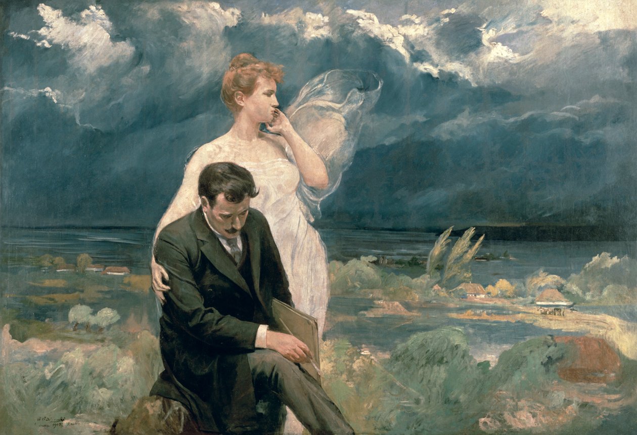 Pintor com musa, 1905 de Wincenty Wodzinowsky