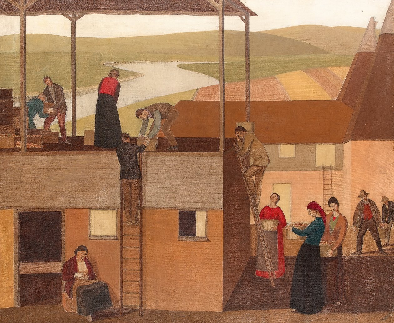 Design para decoração de paredes, c.1918 (óleo sobre tela) de Winifred Knights