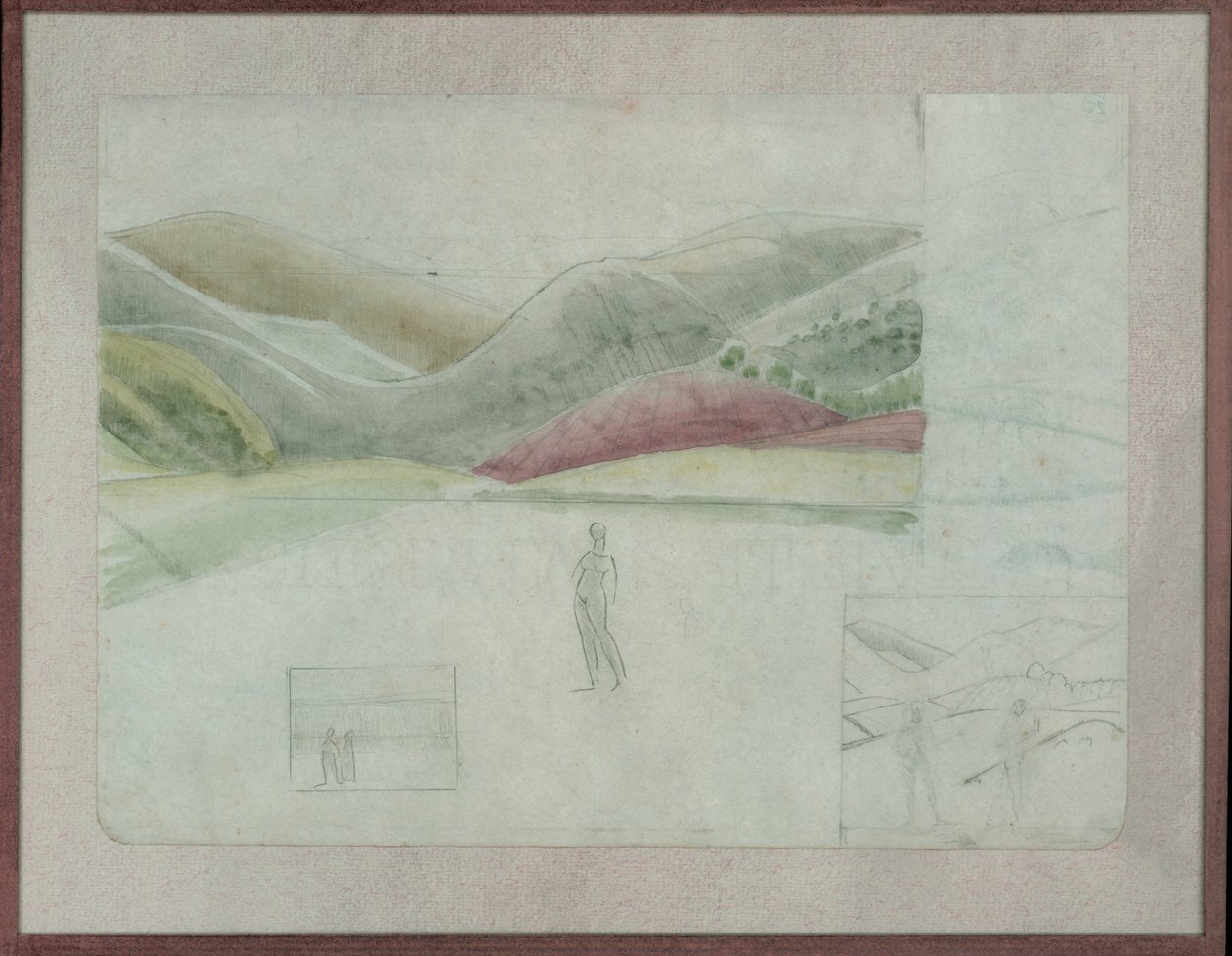 Estudo para a Santissima Trinita, c.1924 (lápis e aguarela sobre papel) de Winifred Knights