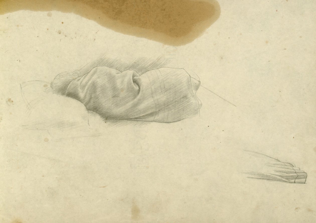 Estudo para mulher adormecida para Santissima Trinita, c.1924-30 (lápis sobre papel) de Winifred Knights