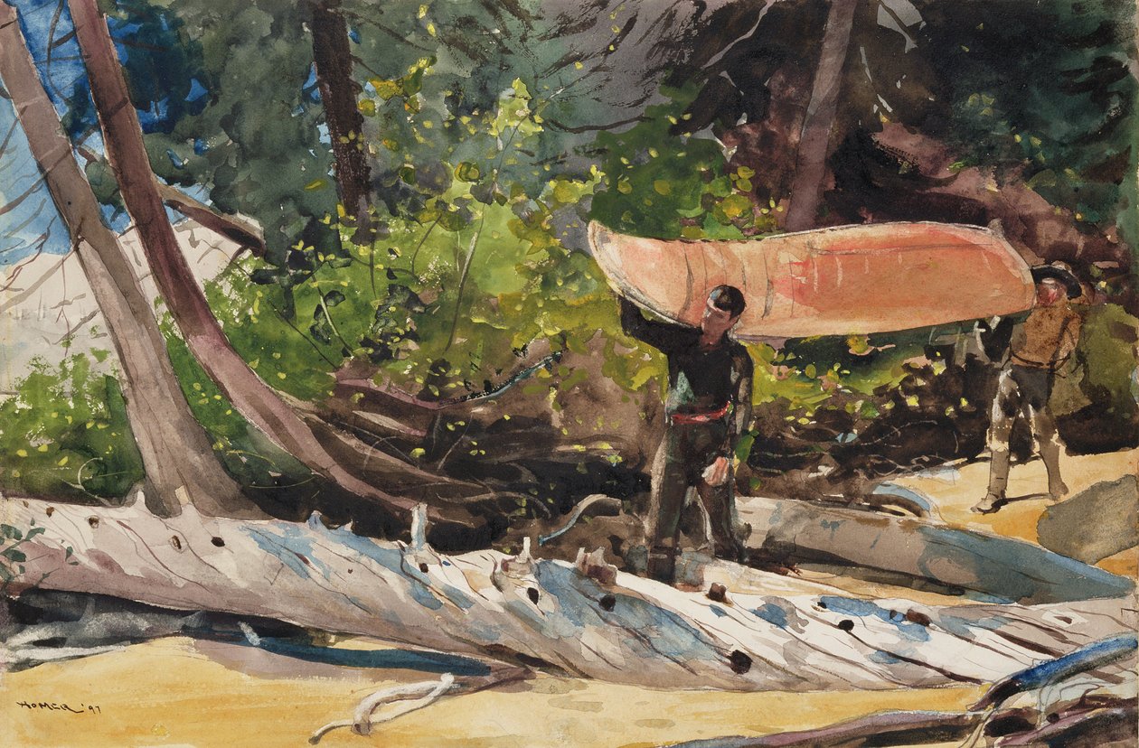 Fim do Portage, 1897 (wc no papel) de Winslow Homer