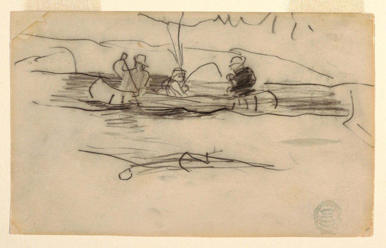 Pescador e dois outros homens em uma canoa de Winslow Homer