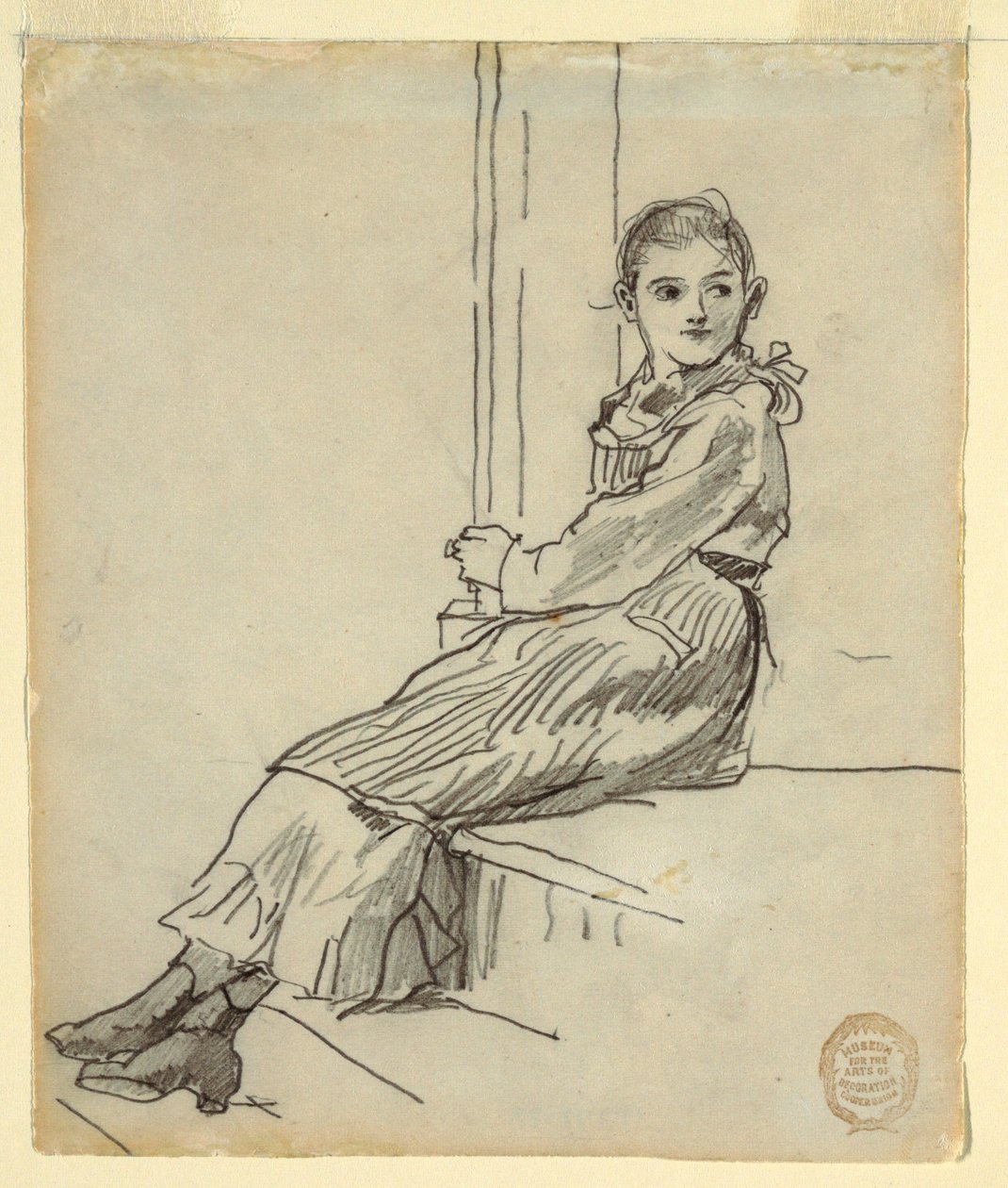 Menina sentada em um passo de varanda de Winslow Homer