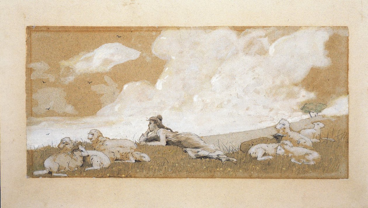 Menina e ovelhas de Winslow Homer
