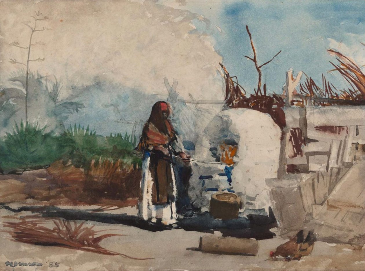 Nativo Mulher Cozinhar, Bahamas de Winslow Homer