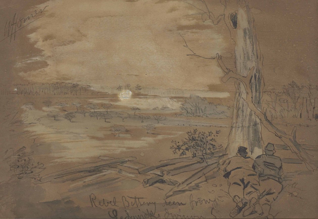 Bateria rebelde vista da divisão de Sedgwicks de Winslow Homer