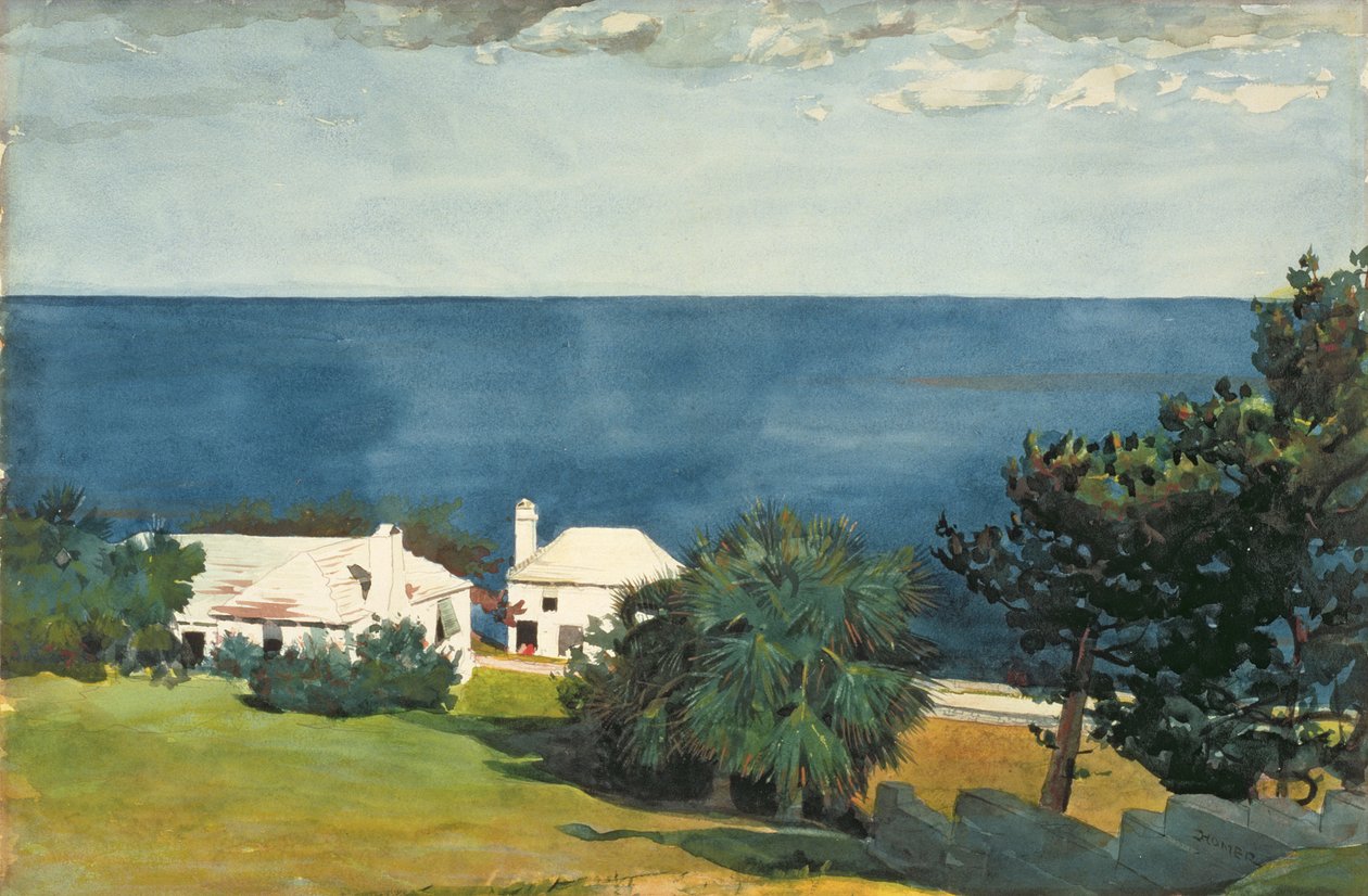 Shore at Bermuda, c.1899 (wc com lápis sobre papel) de Winslow Homer