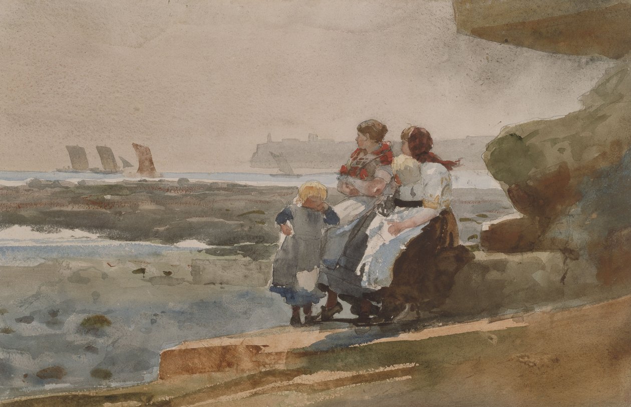 Sob o penhasco, Cullercoats de Winslow Homer