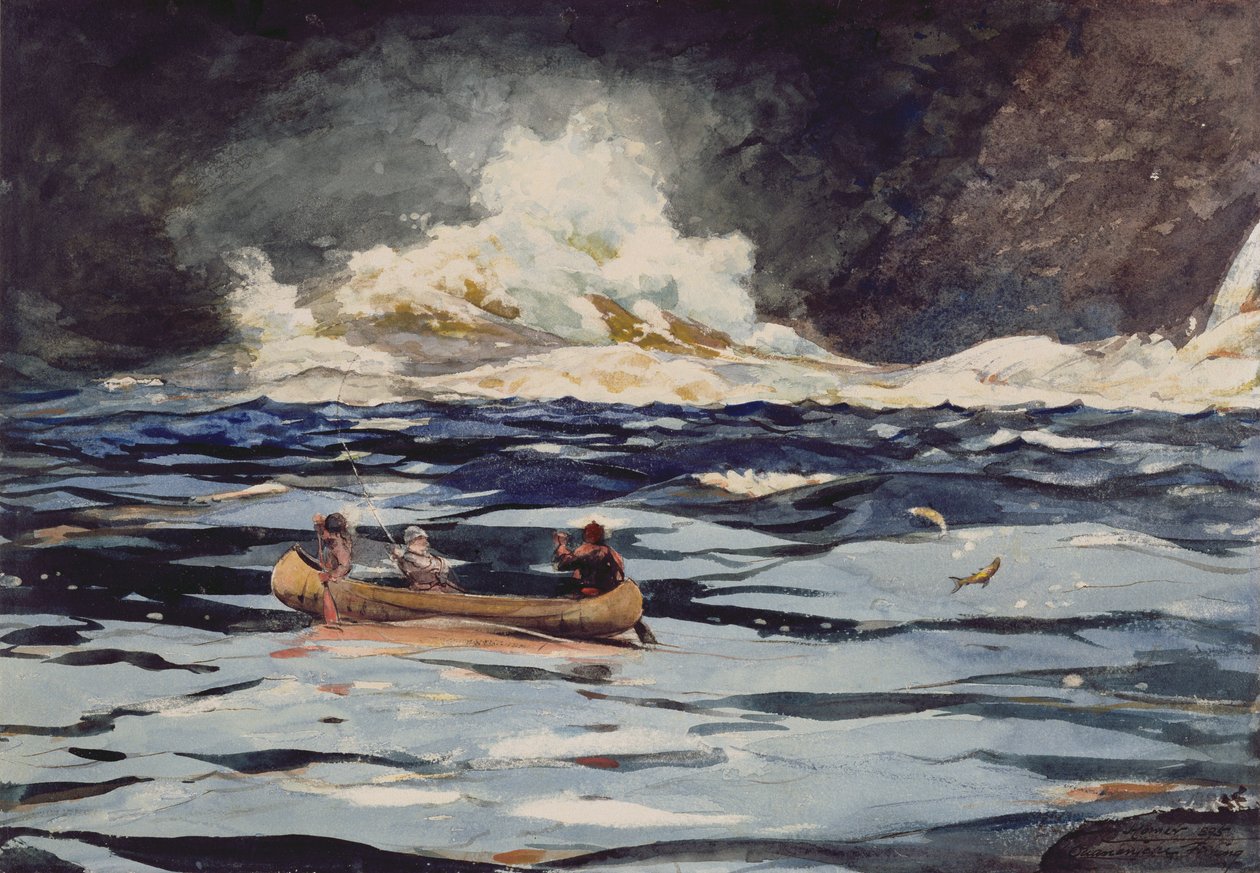 Sob as Cataratas, a Grande Descarga, 1895 (wc no papel) de Winslow Homer