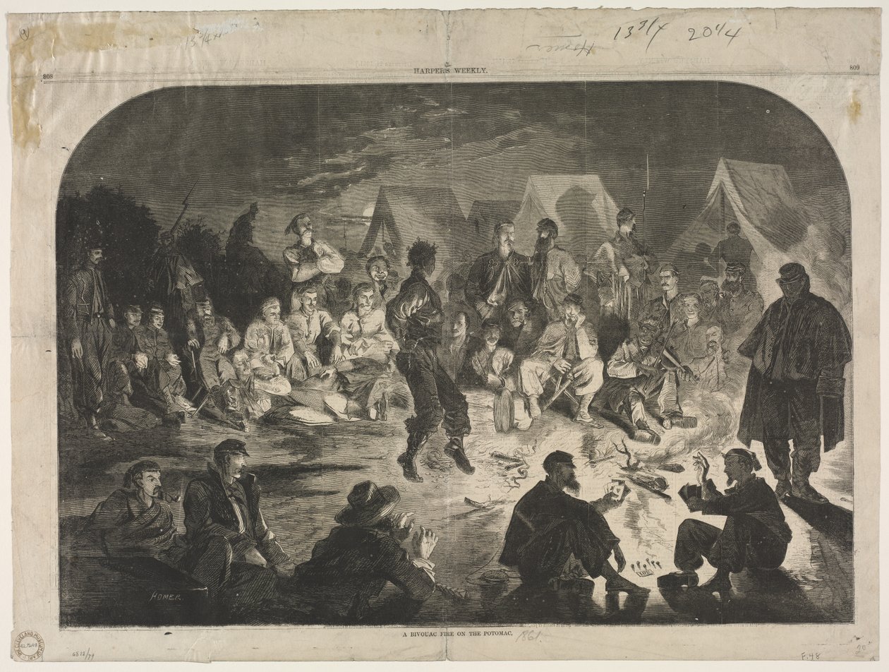 Uma multa de Bivouac no Potomac, 1861. de Winslow Homer