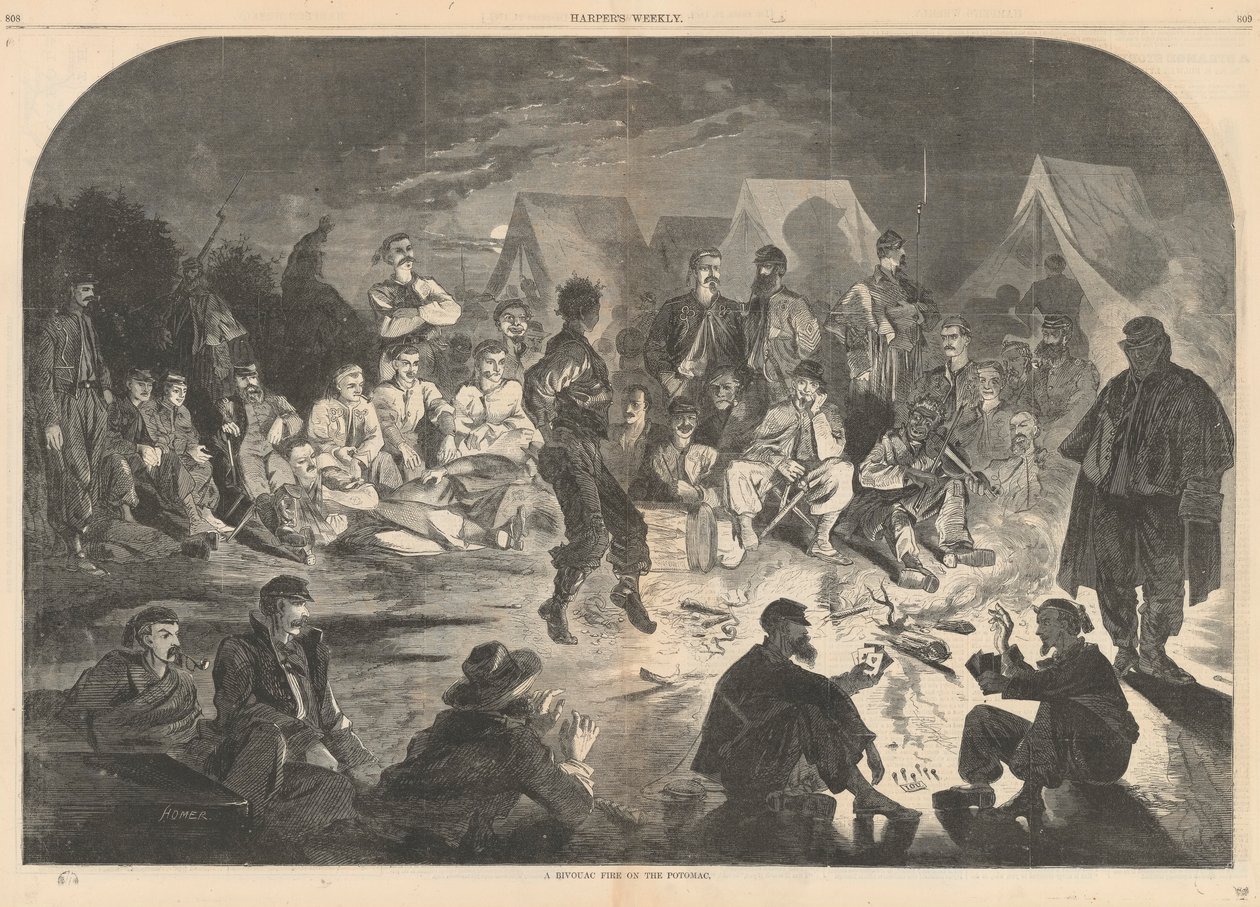 Um incêndio de bivaque no Potomac; de Harper de Winslow Homer