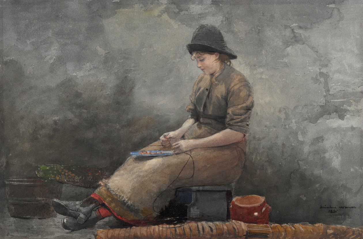 Uma Fishergirl Linhas de Isco de Winslow Homer