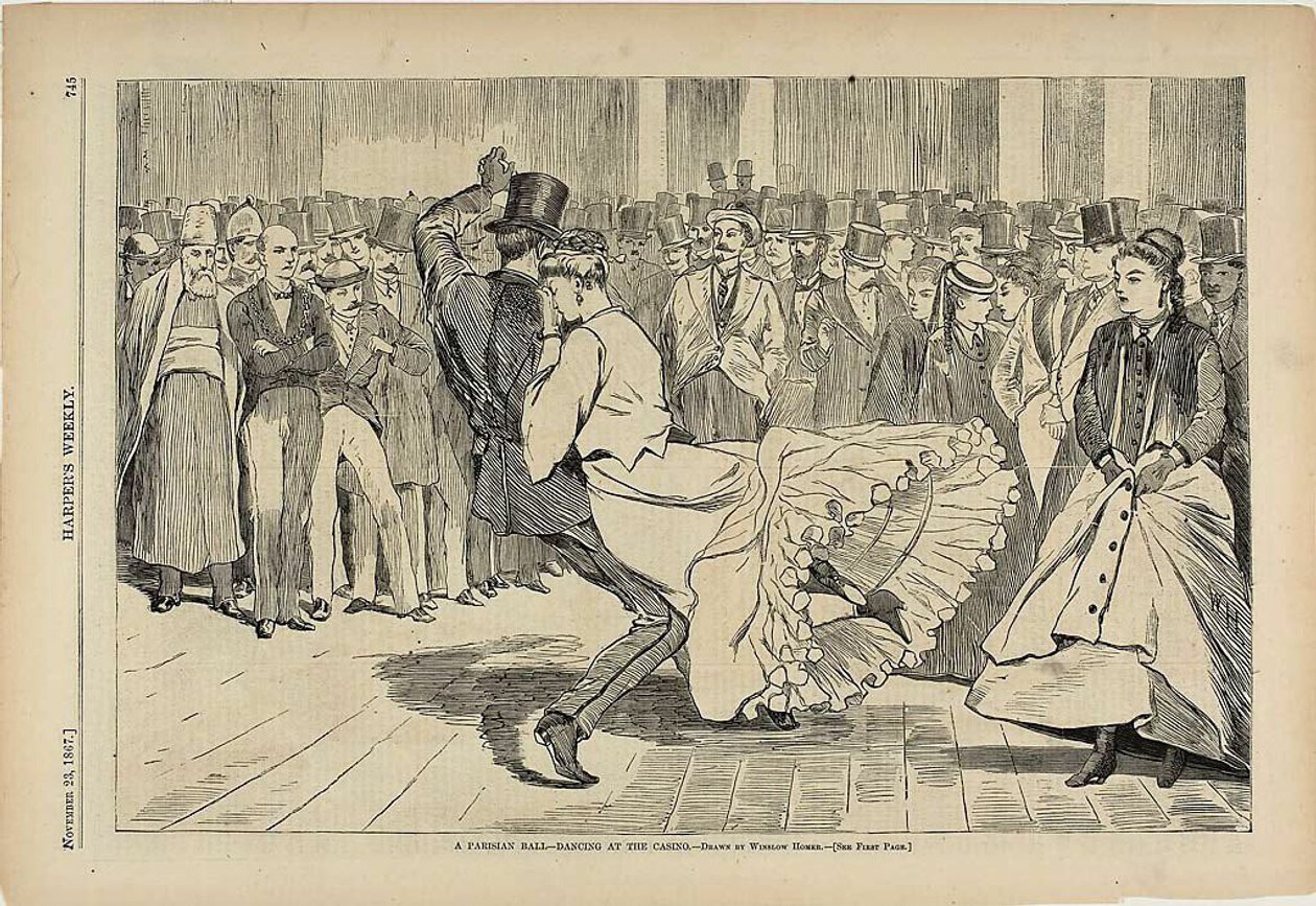 Um baile parisiense a dançar no casino de Winslow Homer